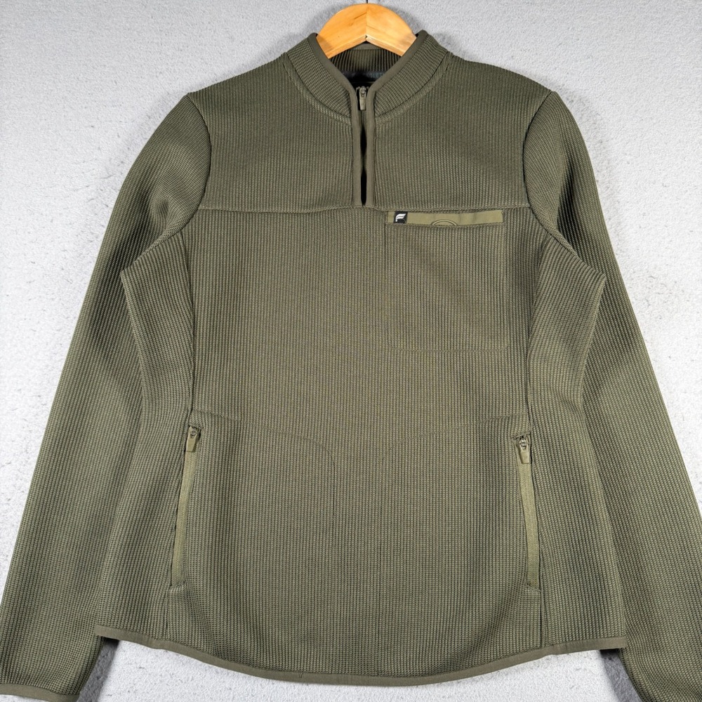Fabletics Womens Olive Green Waffle Knit Quarter Zip Pullover CJ2500502 M